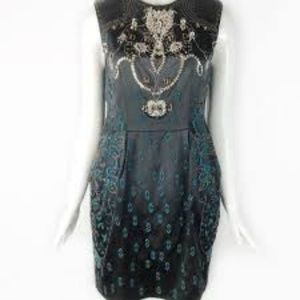 Nanette Lepore Grey and Blue Embroidered and Beade